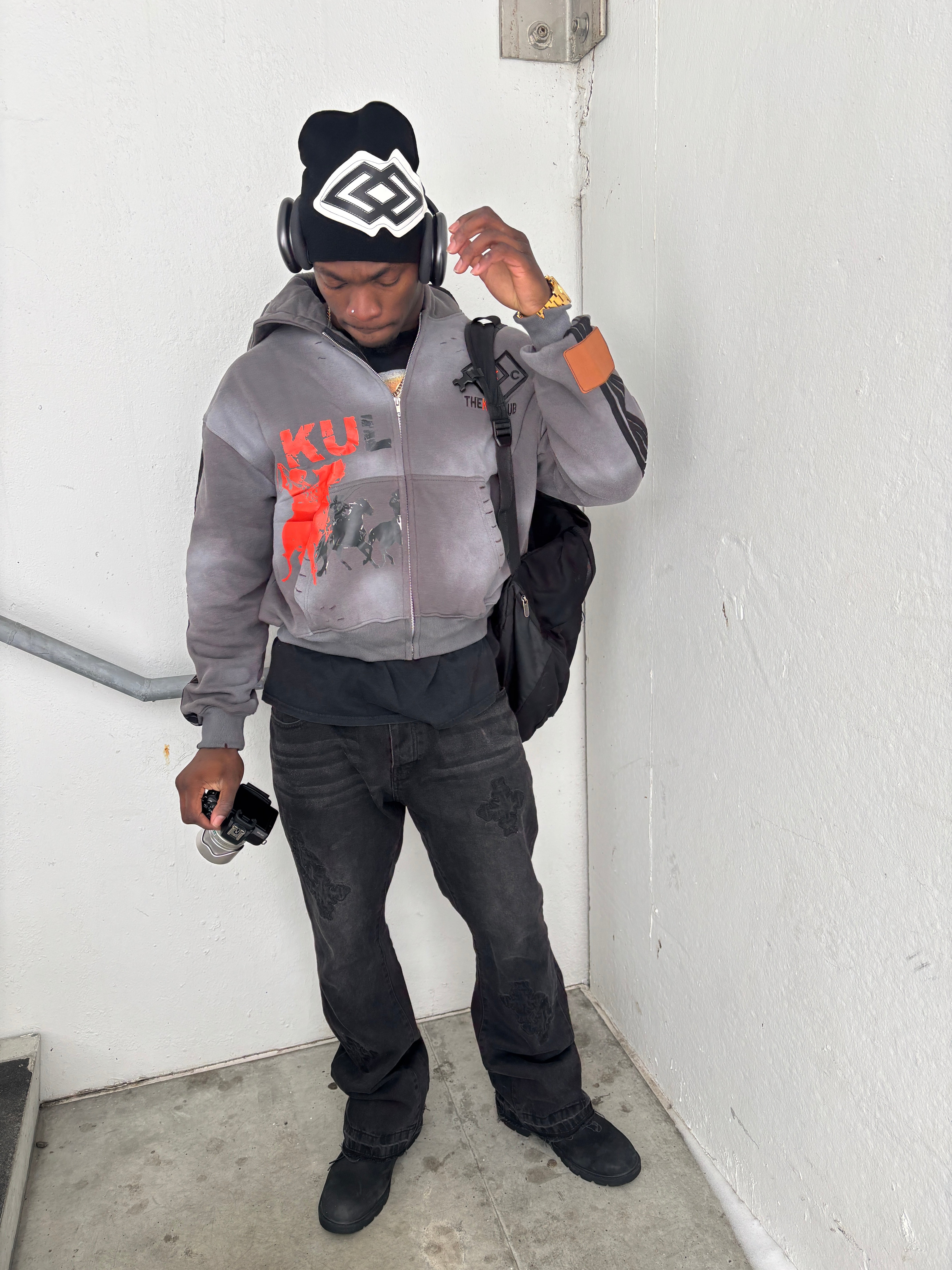 KUL Leather patch logo beanie