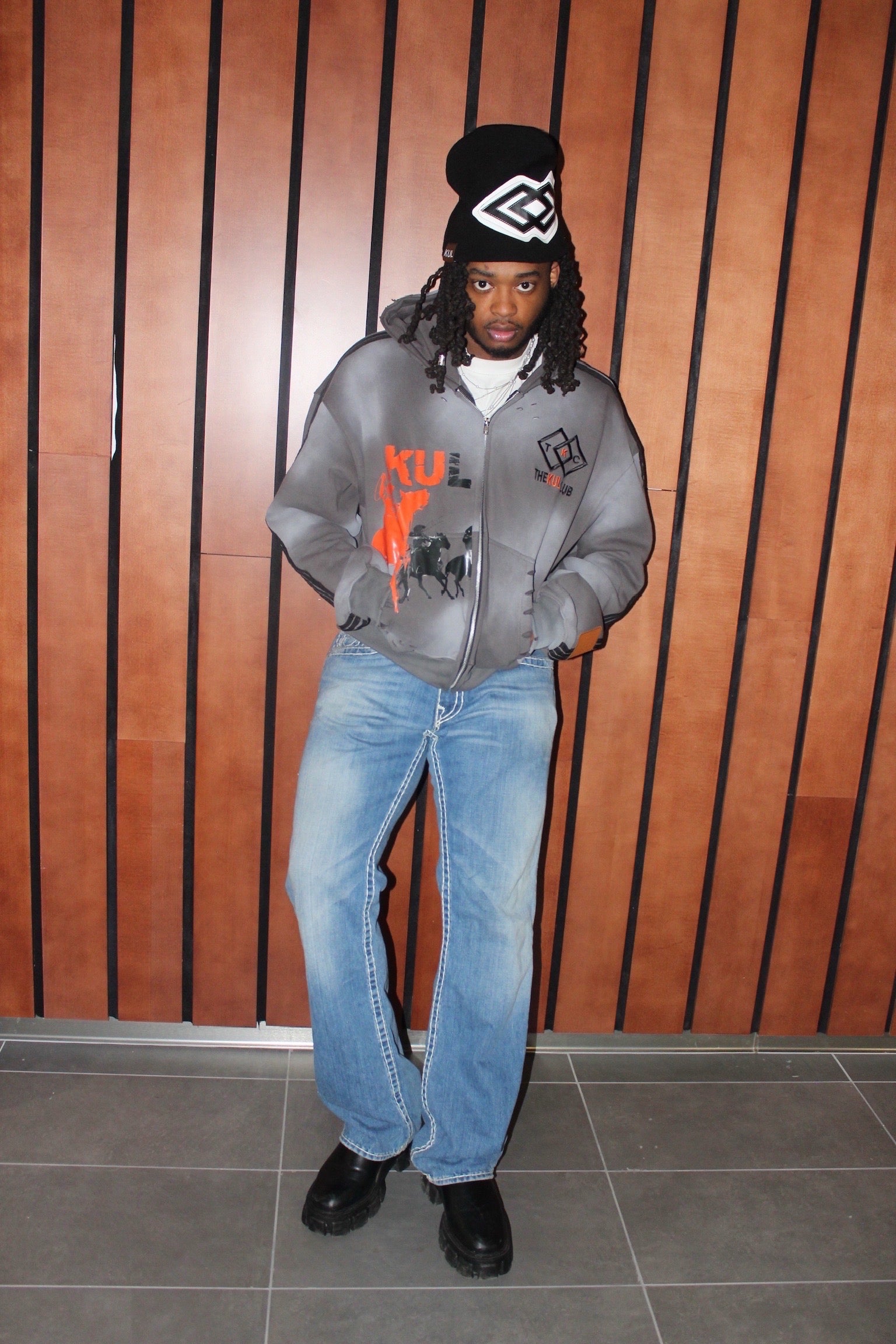 KUL Leather patch logo beanie